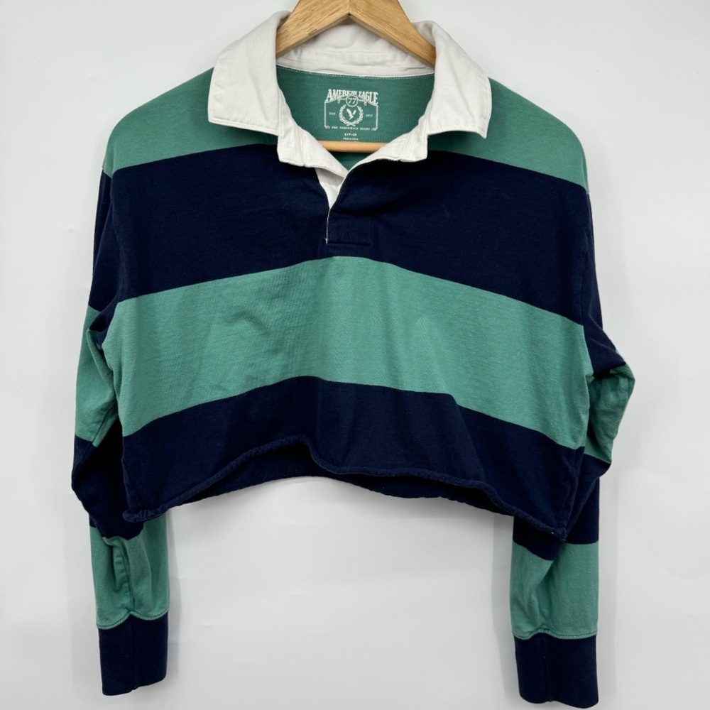 AE Striped Polo The Throwback Rugby Shirt Women’s S Polo Sporty Tennis Preppy